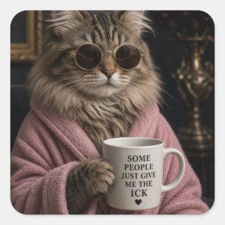 Manche Leute geben mir den Ekel-Funny-Cat-Sticker Quadratischer Aufkleber