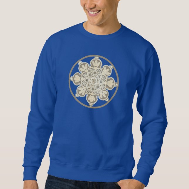 Manche longue Homme Sweat shirt bleu avec médaillo (Devant)