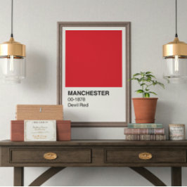 Manchester Devil Red - White Border Poster