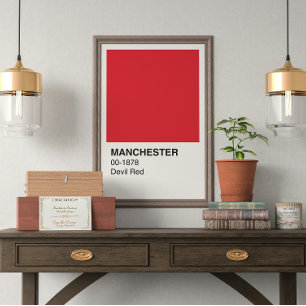 Manchester Devil Red - White Border Poster