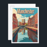 Manchester England Art Vintage Travel Illustration Postkarte<br><div class="desc">Manchester England Art Vintage Reiseübersicht</div>