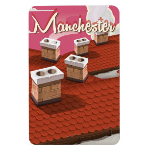 Manchester, England Cartoon Reiseplakat Magnet