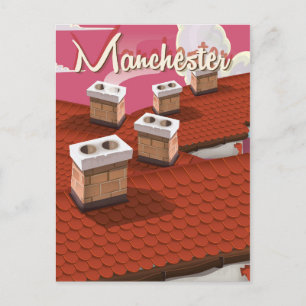 Manchester, England Cartoon-Reiseposter Postkarte