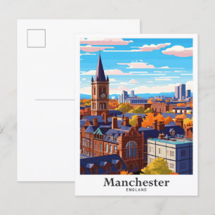 Manchester England Kunst Vintage Reiseillustration Postkarte