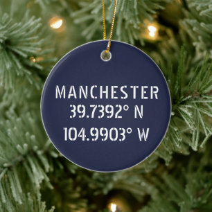 Manchester England Latitude Longitude Keramik Ornament