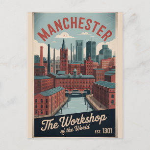 Manchester England Retro-Stil Skyline Reise Postkarte