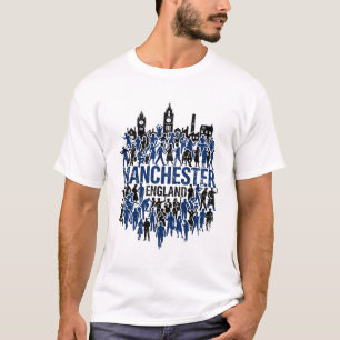 Manchester England Silhouette Skyline und Bürger T-Shirt