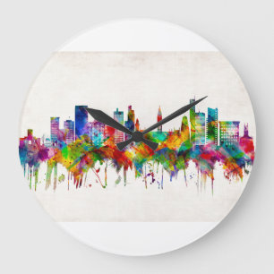 Manchester England Skyline Große Wanduhr