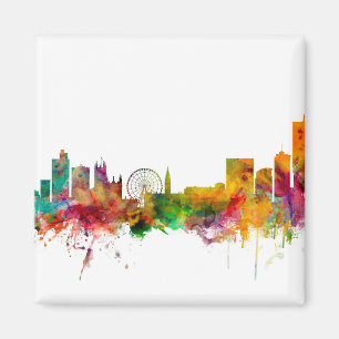 Manchester England Skyline Magnet
