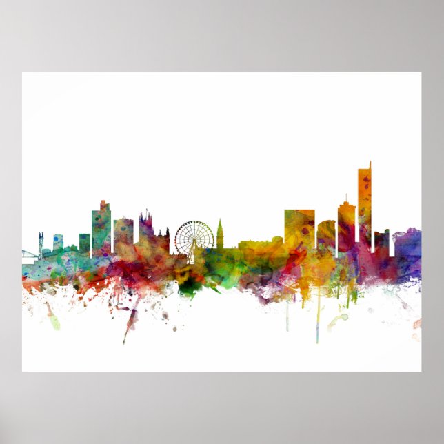 Manchester England Skyline Poster (Vorne)