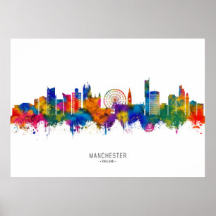 Manchester England Skyline Poster