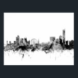 Manchester England Skyline Poster<br><div class="desc">Aquarellkunstdruck der Skyline von Manchester,  England,  Vereinigtes Königreich</div>