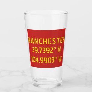 Manchester FC Farben Latitude Longitude Glas