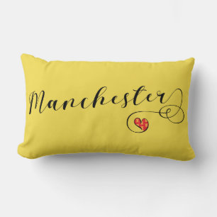 Manchester Heart Throw Pillow, England Lendenkissen