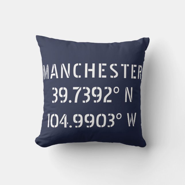 Manchester Latitude Longitude Kissen (Vorderseite)