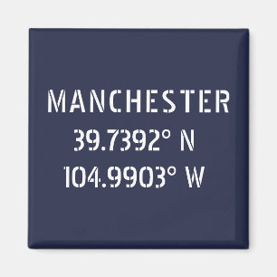 Manchester Latitude Longitude Magnet