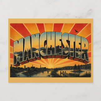 Manchester New Hampshire Fluss Lake Forest Kunst Postkarte