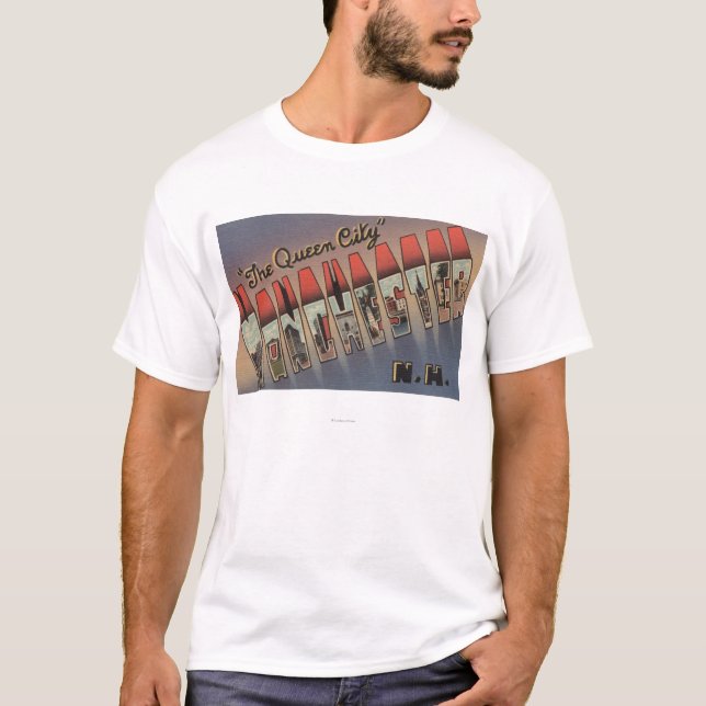 Manchester, New Hampshire - große Buchstabe-Szenen T-Shirt (Vorderseite)