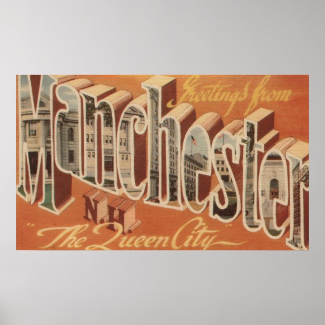 Manchester, New Hampshire - Großer Brief Poster (Vorne)