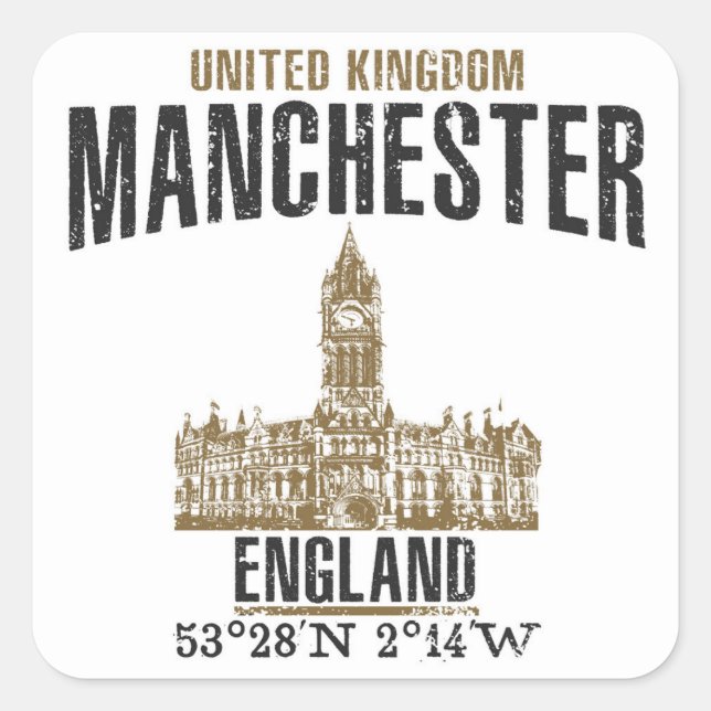 Manchester Quadratischer Aufkleber (Vorderseite)