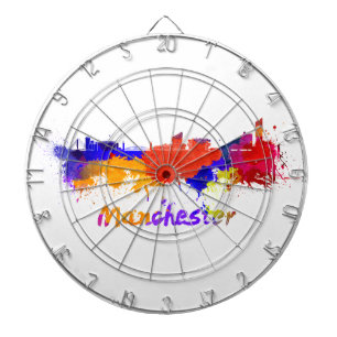 Manchester skyline im Watercolor Dartscheibe