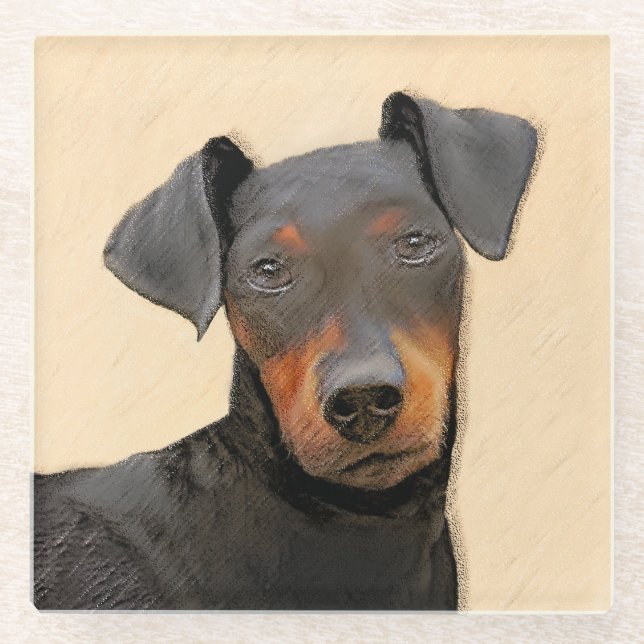 Manchester Terrier Painting Original Animal Art Glasuntersetzer (Vorderseite)
