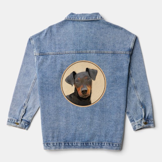Manchester Terrier Painting Original Animal Art Jeansjacke (Rückseite)
