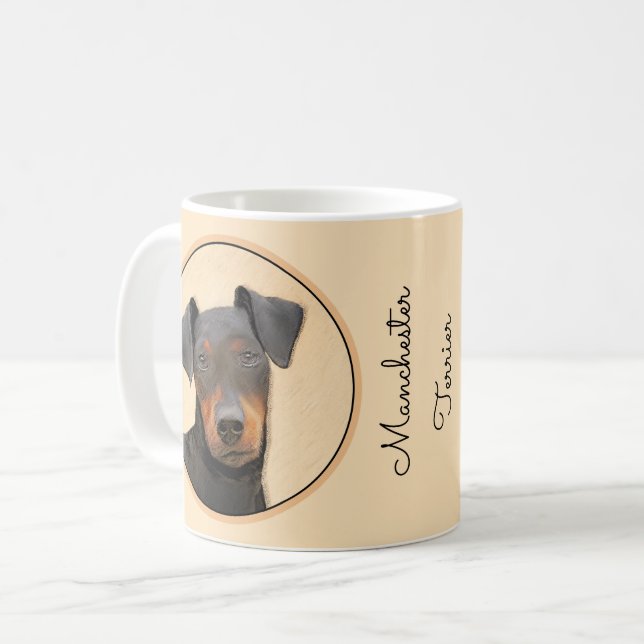 Manchester Terrier Painting Original Animal Art Kaffeetasse (Vorderseite Links)