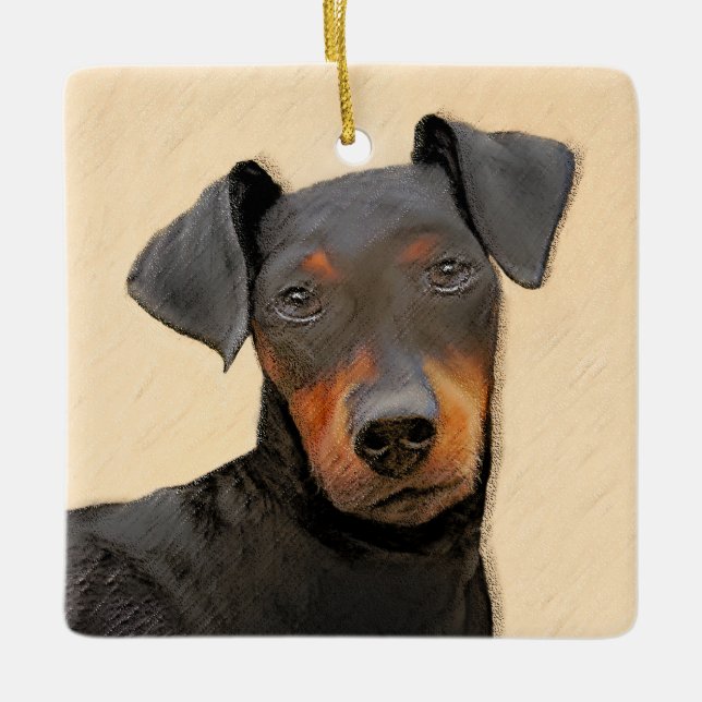 Manchester Terrier Painting Original Animal Art Keramikornament (Vorderseite)