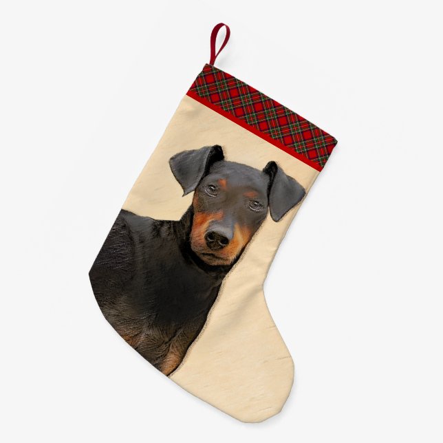Manchester Terrier Painting Original Animal Art Kleiner Weihnachtsstrumpf (Vorderansicht (hängend))
