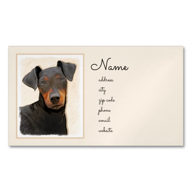 Manchester Terrier Painting Original Animal Art Magnetische Visitenkarte (Vorderseite)