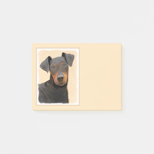 Manchester Terrier Painting Original Animal Art Post-it Klebezettel (Vorderseite)