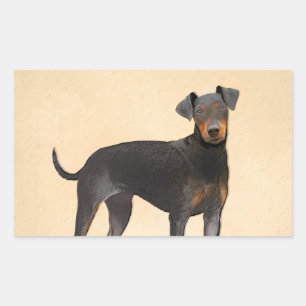 Manchester Terrier Painting Original Animal Art Rechteckiger Aufkleber