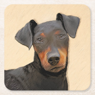 Manchester Terrier Painting Original Animal Art Rechteckiger Pappuntersetzer