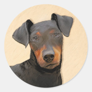 Manchester Terrier Painting Original Animal Art Runder Aufkleber