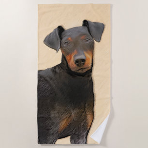 Manchester Terrier Painting Original Animal Art Strandtuch
