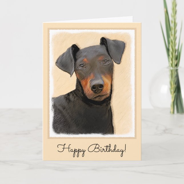 Manchester Terrier Painting - Original Dog Art Karte (Vorderseite)