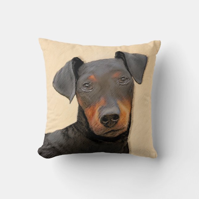 Manchester Terrier Painting - Original Dog Art Kissen (Vorderseite)