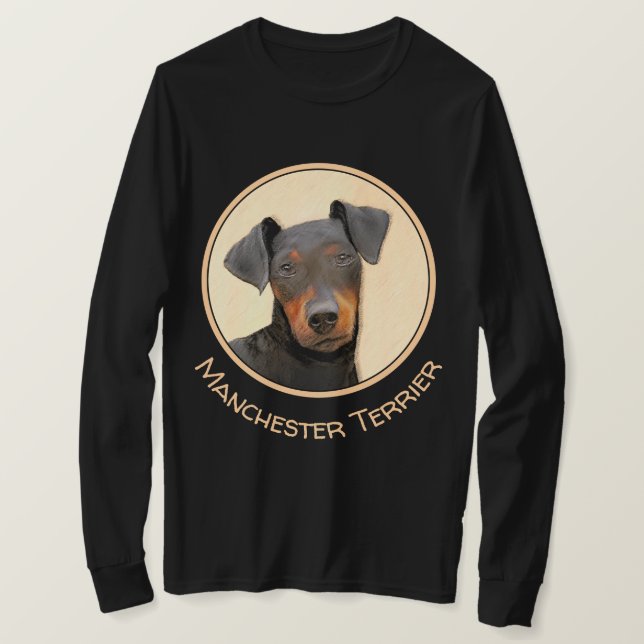 Manchester Terrier Painting - Original Dog Art T-Shirt (Design vorne)