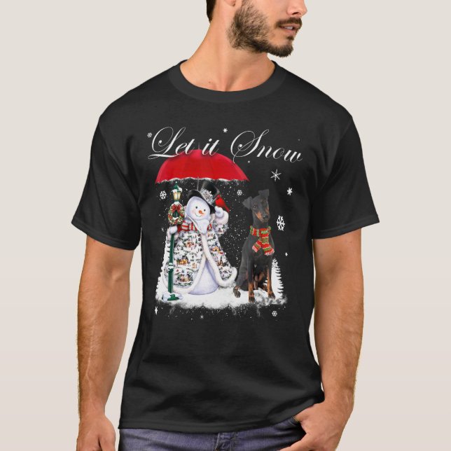 Manchester Terrier Santa Dog Christmas Snowman Xma T-Shirt (Vorderseite)