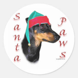 Manchester Terrier Santa Paws Runder Aufkleber