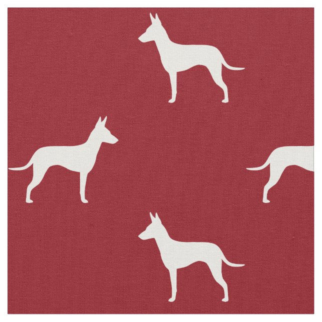 Manchester-Terrier-Silhouette-Muster-Rot Stoff (Nahaufnahme)