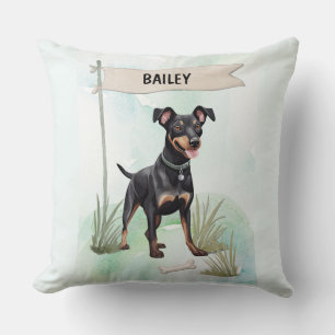 Manchester Terrier Wasserfarben personalisierter H Kissen