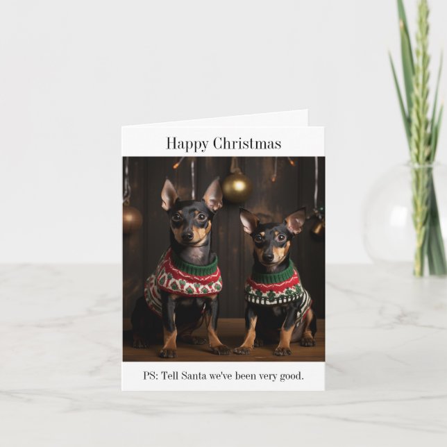 Manchester Terriers in Christmas Jumpers Card Karte (Vorderseite)