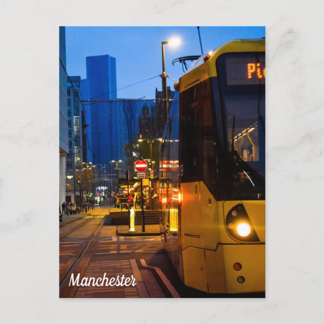 Manchester Tram Piccadilly Gardens Postcard Postkarte (Vorderseite)