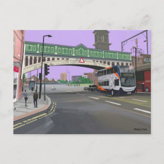 Manchester UK Illustration Postkarte