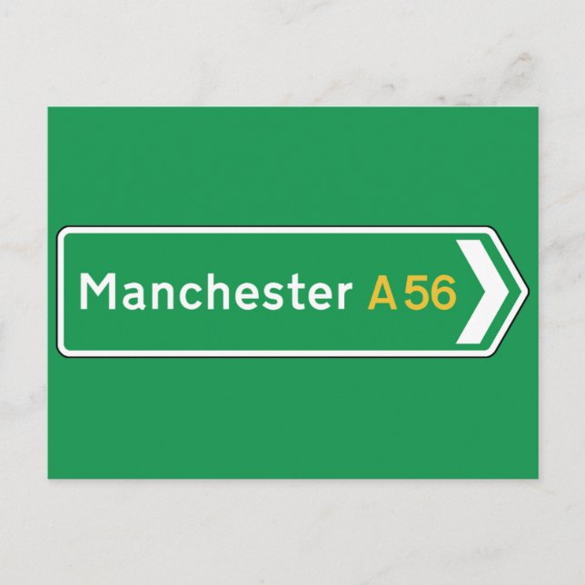 Manchester, UK Road Sign Postkarte (Vorderseite)