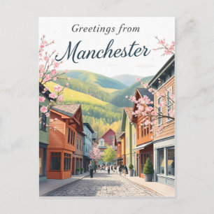 Manchester, Vermont Bergstadt Straßen Vintage Postkarte