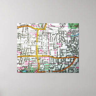 MANCHESTER, Vintage Karte CT Leinwanddruck