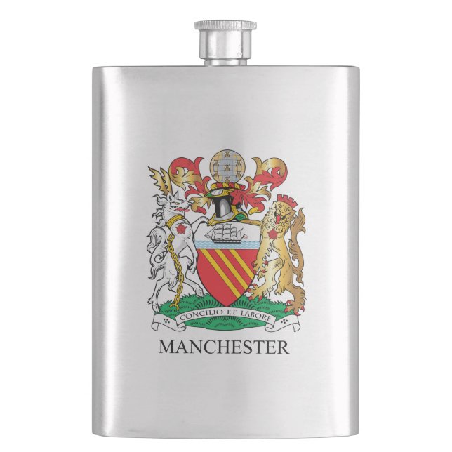 Manchester-Wappen Flachmann (Vorderseite)